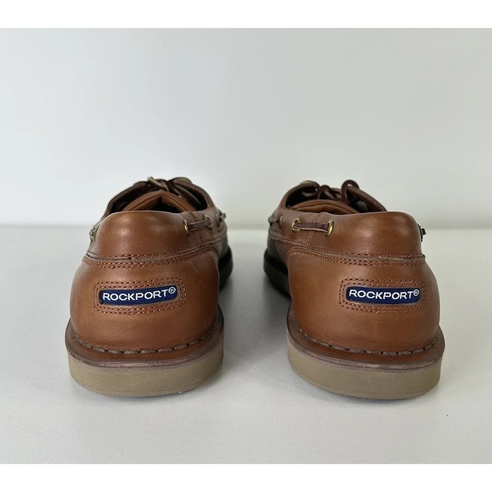 Rockport Perth Leather Brown Loafers Boat Shoes 2 Eye Moc MR5106 Mens‎ 8.5W Wide
